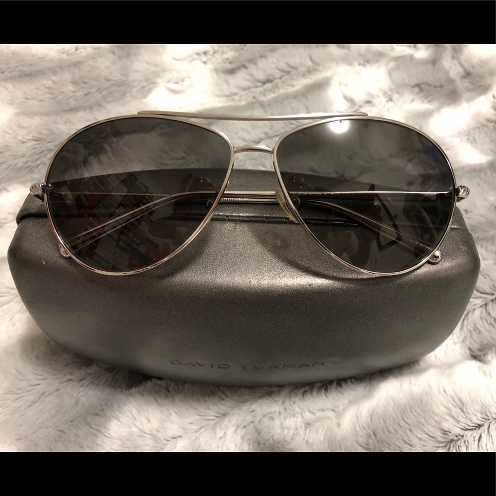David Yurman silver aviator sunglasses with box